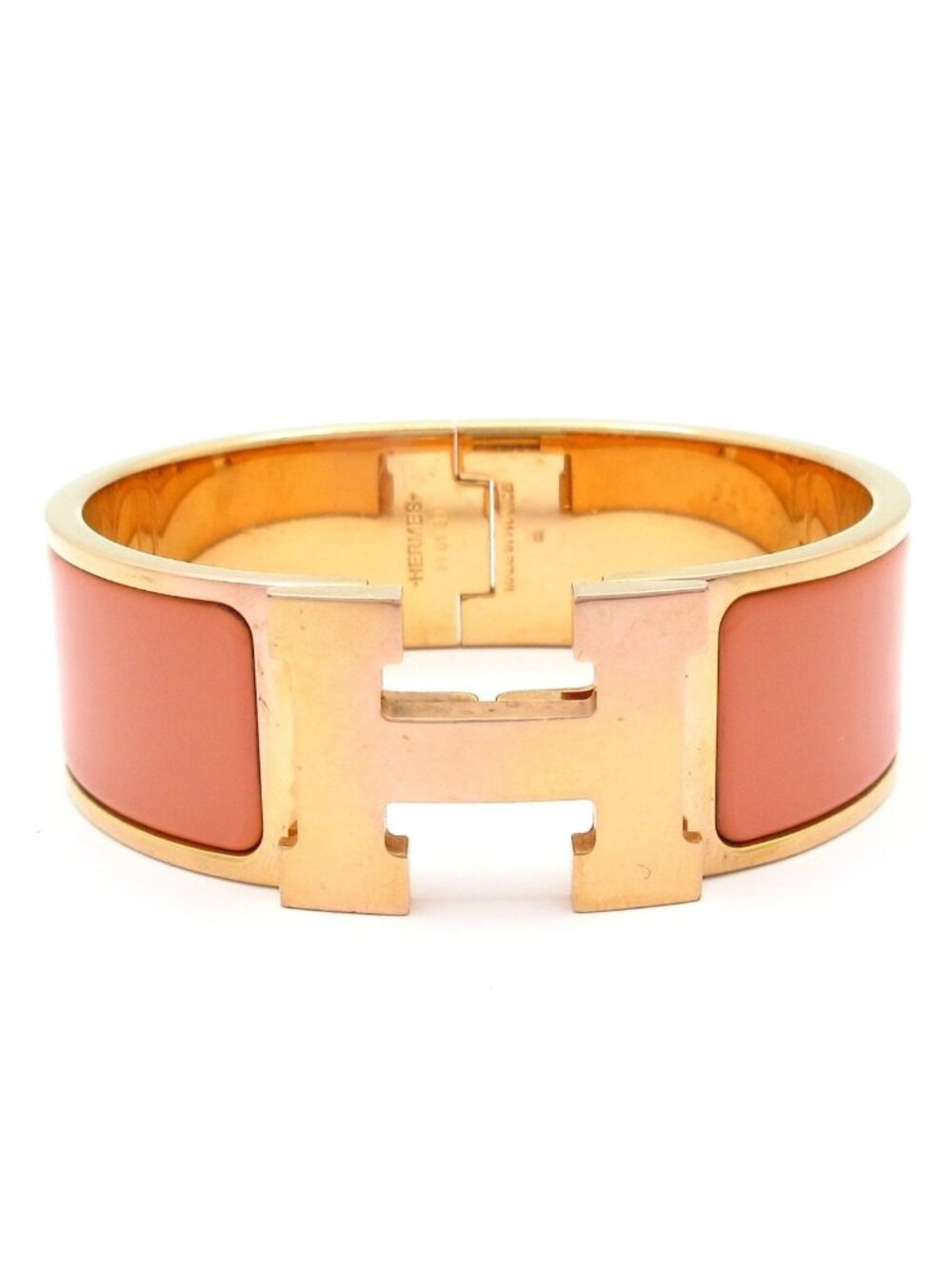 Hermes Bangle Clic Clac Pink Gold Beige Bracelet